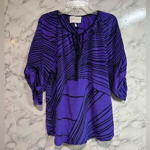 Yumi Kim Purple Black Silk Blouse Size S